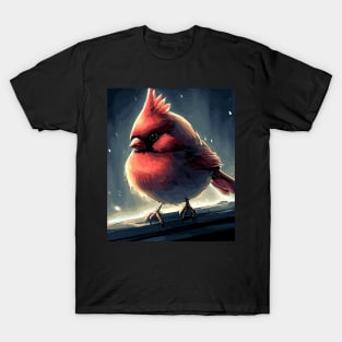 Cute Northern Cardinal on window T-Shirt